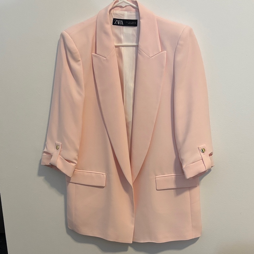 Zara Pale Pink Relaxed Tailored Blazer - Picture 2 of 5